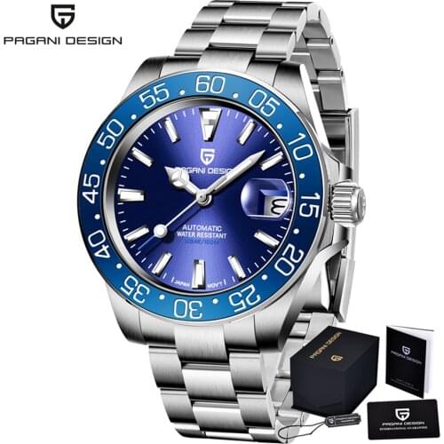 Pagani Design New Mens Automatic Mechanical Watch Stainless Steel Sapphire Waterproof Fashion Sports Mens Watches Reloj Hombre