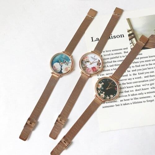 Luxury Vogue Rose Gold Steel Women Watches Elegant Flower Dial Ladies Watch Nice High Quality Female Quartz Wristwatches