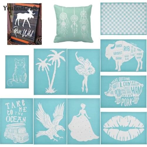 Chzimade Cute Cat Pig Lip Ballet Girl Printed Silk Screen Stencils Stamp For T Shirt Painting Decoration Diy Handmade Crafts