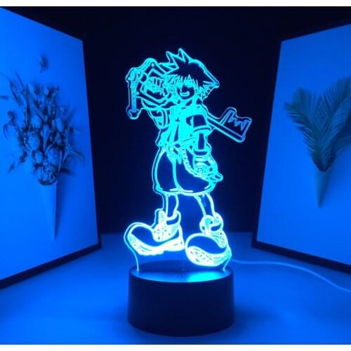 Game Kingdom Hearts Figure Sora Keyblade Child Bedside Night Light LED Color Changing Kids Bedroom Decor Nightlight Sora Lamp