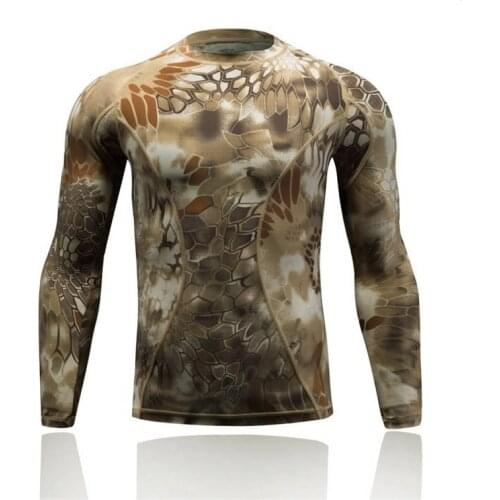 Outdoor Sport Tactical Hiking T-shirt Quick Dry Camouflage Military Army Compression Shirt Men Long Sleeve Hunting Combat Shirt