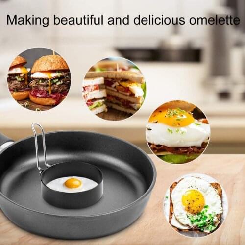 GENNISSY 4Pack Stainless Steel Egg Ring Non-Stick Egg Ring Mold Heart-Shaped Round Flower Egg Pancake Mold Home Kitchen Cooking