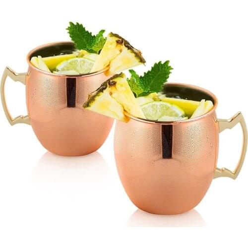 Smooth Moscow Mule Mug Handmade Copper Plated Cup 18Oz Capacity For Cocktail Beer Coffee Stainless Steel Lining
