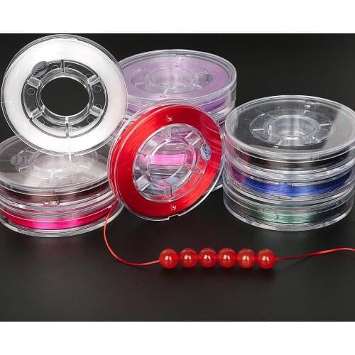 Good Quality 40M/Roll Transparent Mixed Flat Width 0.8mm Strong Elastic Stretch Beading Wire Cord Thread String For DIY Jewelry