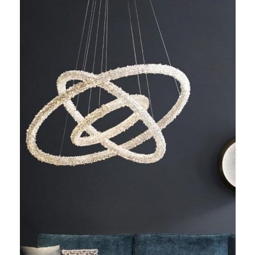 Art ring crystal chandelier villa duplex building living room dining room creative modern luxury led lighting