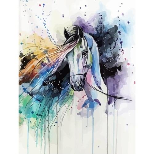 Watercolor horse 5D DIY diamond painting cross stitch 5d diamond Embroidery cross stitch mosaic diamond full square Drill decor