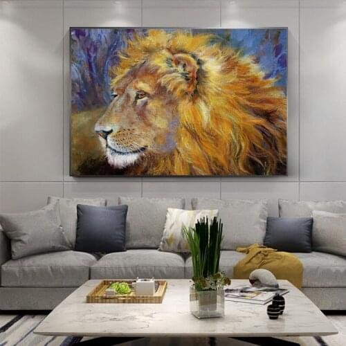 Natural Drop Ship Animal Lion Oil Painting on Canvas Cuadros Posters and Prints Modern Wall Art Picture for Home Living Room