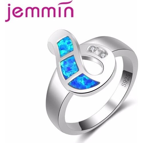 Spinner Ring 925 Stamp Sterling silver Hollow Rings Fine Blue Opal Letter Wedding Rings for Women Party Gift For men