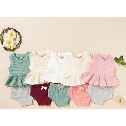 Baby Girl Clothing Set Summer Infant Clothing Baby Sleeveless O-neck Vest + Short Casual Baby Tracksuit Girl Baby Suit Clothes