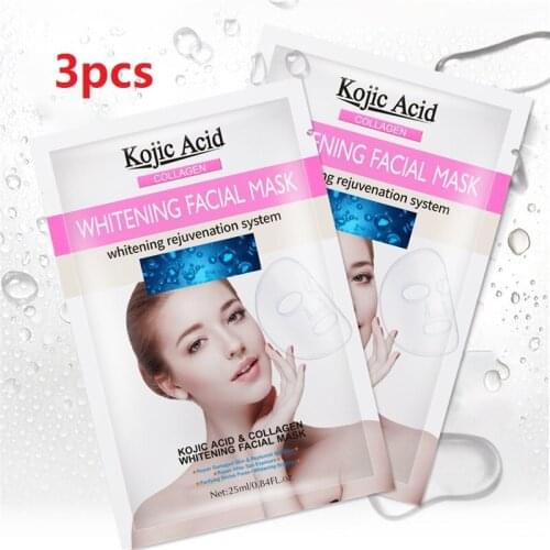 3pcs Kojic Acid Face Masks Moisturizing Anti Wrinkle Shrink Pore Facial Mask Whitening Smooth Skin Hydrating Skin Care TSLM1