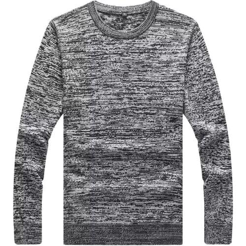 Sweater mens autumn and winter long sleeve round neck classic fashion solid color top high quality sweater cotton loose sweater