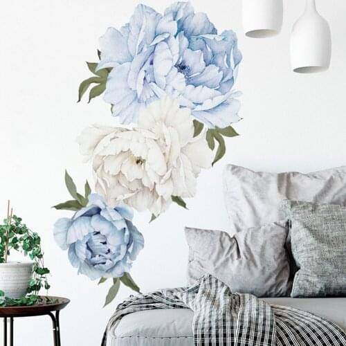 Decals Wall Sticker Home Blue Home decor Accessories Tool Large Peony Flower