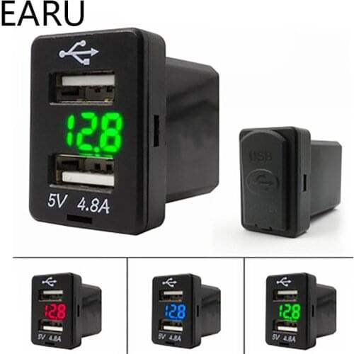 New Japanese Usb Voltage Display Car Reserved Original Hole USB 4.8A Car Charger Special Car Voltage Meter Voltmeter Display