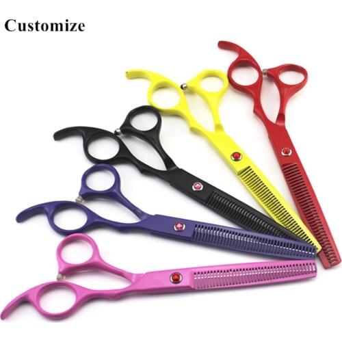 Customize japan steel 6.5 '' Pet dog grooming hair scissors pet barber makas dog Thinning scissor shears hairdressing scissors