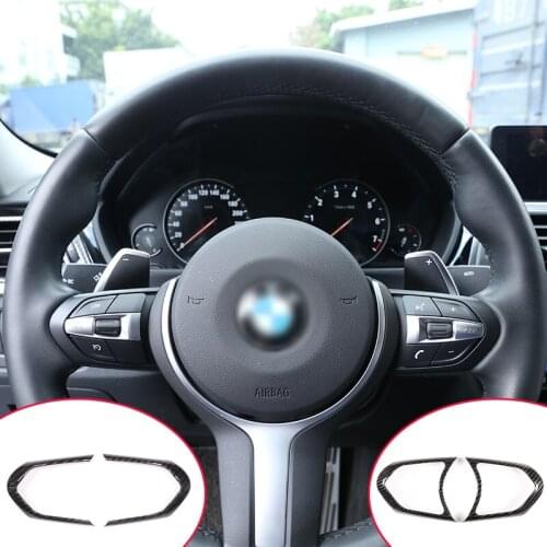 2x Carbon Fiber Style ABS Steering Wheel Decoration Frame Trim For BMW F20 F22 F30 F32 F33 F36 F06 F12 F13 X5 F15 X6 F16 M-Sport