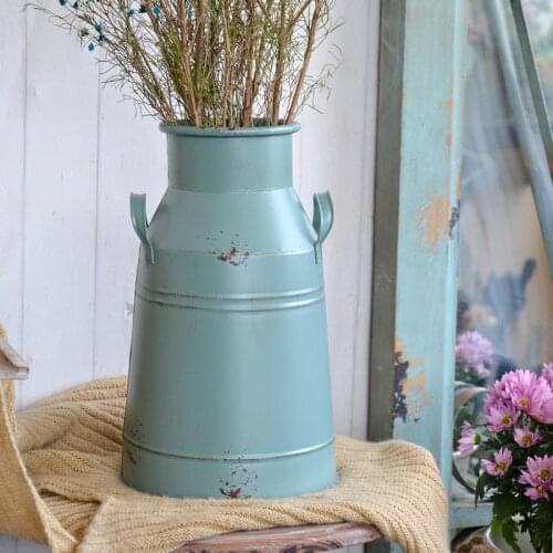 Pastoral Metal Vase Retro Tabletop Flower Arrangement Container Table Ornaments Iron Adornos Salon Room Decoration DI50HP