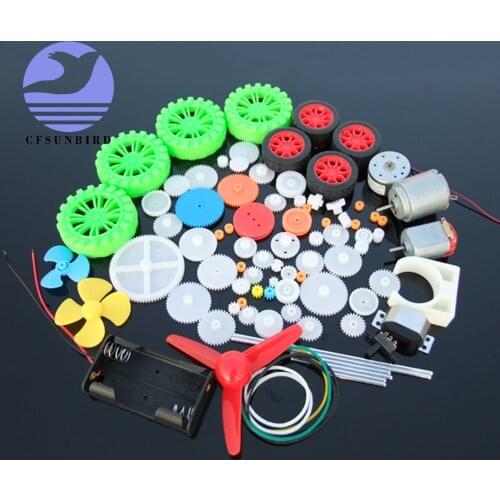 90pcs Mixed Plastic Gear 130 Motor Gearbox DIY Toy Car Craft Robot Model Four-wheel Driver Scientific Experiment Child Gift