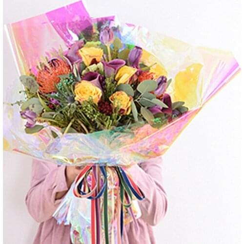 Rainbow Cello Flower Floral Wrapping Paper Candy Cake Cookie Packaging Craft Gift Packing Colorful Cellophane Roll