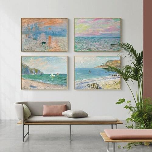 Modern Abstract Landscape Wall Art Famous Monet Canvas Painting Nordic Poster Print Wall Picture for Living Room Home Decorative