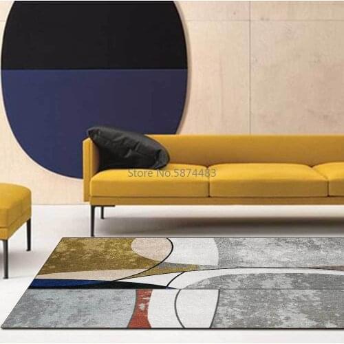 Modern Nordic Yellow Gray Abstract Old Lines Living Room Bedroom Bedside Carpet Floor Mats Custom