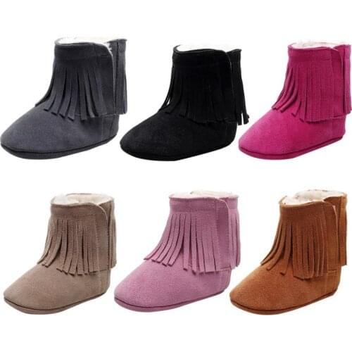 Infants warm shoes new winter baby girls shoes russia winter prewalkers Faux fur baby girls booties Leather baby first walkers