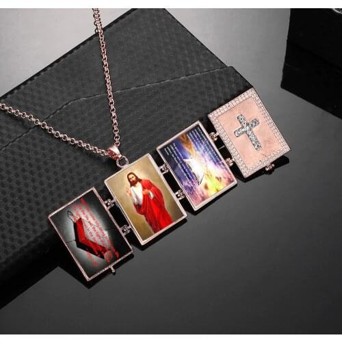 Magic memory 4 Photo Pendant Floating Locket Necklace Square Flash Box Fashion Album Box Necklace colliers bijou homme
