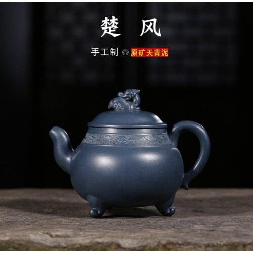 Yixing special masters all hand undressed ore azure mud are recommended technicians ChuFeng gift tea set the teapot