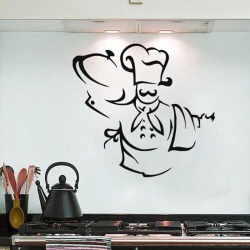 YOYOYU Wall Decal Chef Pattern Kitchen Vinyl Wall Stickers Bon Appetite Quotes Art Mural Removable Interior Window Logo DIYSY864