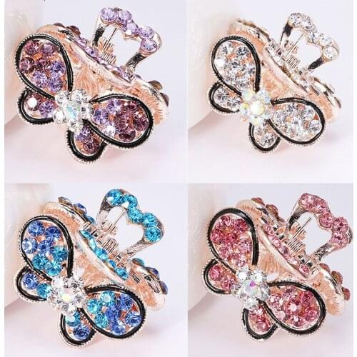 RE Women Bling Crystal Hair Claws Clips Pins Girls Headwear Rhinestone Butterfly Hairpins Barrette Styling Tools Accessories S30