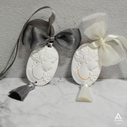 Woman Aroma Wax Pendant Oval Silicone Mold Elegant Lady Portrait Gypsum Plaster Crafts Mould For Car Pendant