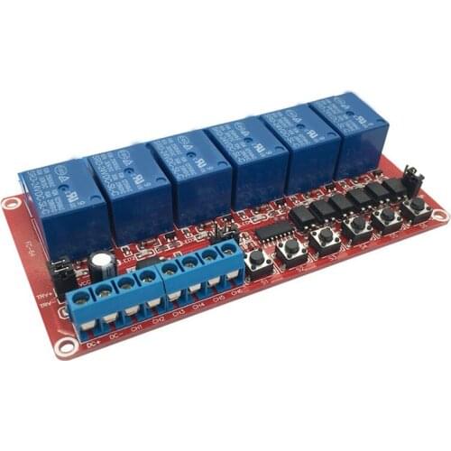 1PCS DC 12V 6-Channel Relay Module High/Low Level Triger Self-Lock Relay