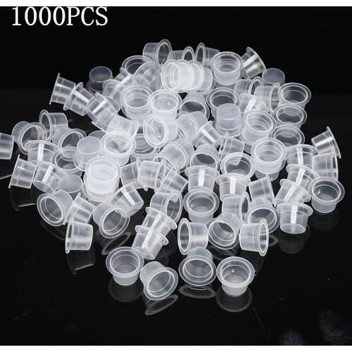 1000pcs Plastic Tattoo Ink Cups Caps 8mm Clear Medium Classic Without Base Ink Caps Tattoo Pigment Cups Supply Free Shipping