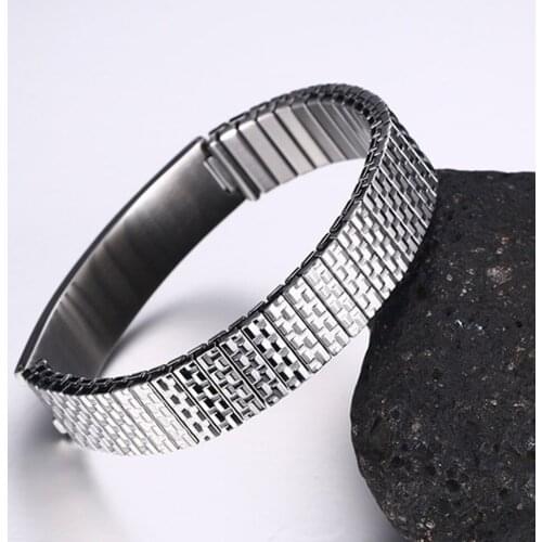 12mm Stainless Steel Chain Medical Alert ID Bracelet Hand Chain Bangle