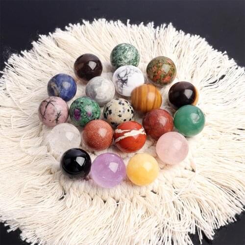 20pcs/set 20mm Natural Crystal Amethyst Ball Healing Reiki Gemstone Accessories Hand Massaga Collection Home Decoration Gift