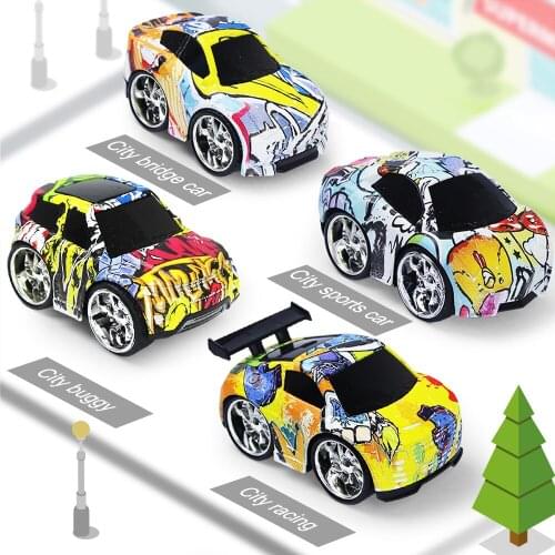 4 Styles Graffiti Metal Alloy Toy Car Model Pull Back Vehicle Diecast Gift Collection Toys Car for Boys Kids