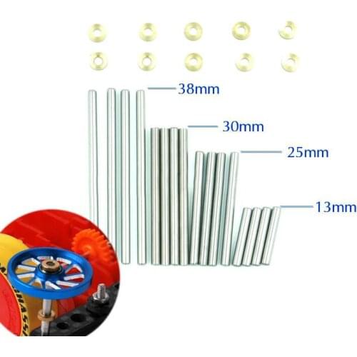 Free Shipping 2mm Guide Roller Shaft With Copper Washers Spare Parts For DIY Tamiya Mini 4WD RC Car 13/25/30/38mm