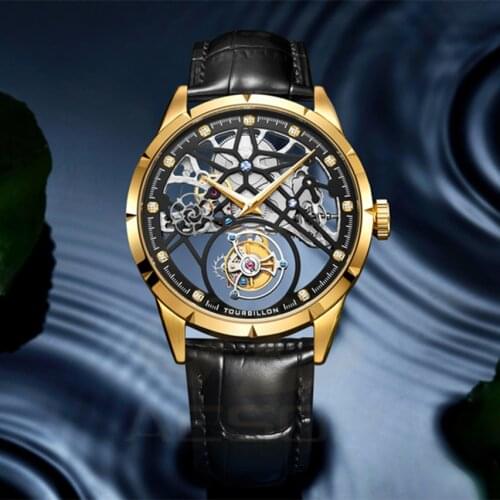 Relogio Masculino New AESOP Swiss Original Tourbillon Watch Men Power Reserve 80 Top Brand Luxury Skeleton Sapphire Clock Men