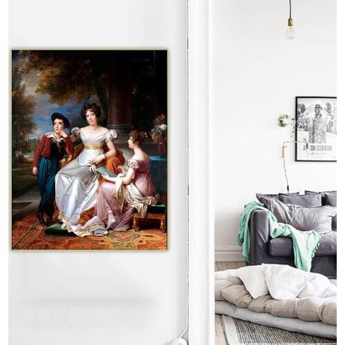 Citon Francois Gerard《Portrait of Zoe Victoire Talon Countess of Cayla with her children Ugoline》Canvas Oil Painting Decoration