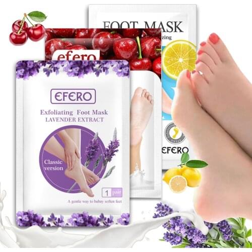 EFERO 6Pair Exfoliating Foot Masks Pedicure Socks Exfoliation for Feet Mask Peel Dead Skin Remover Calluses Whitening Foot Mask
