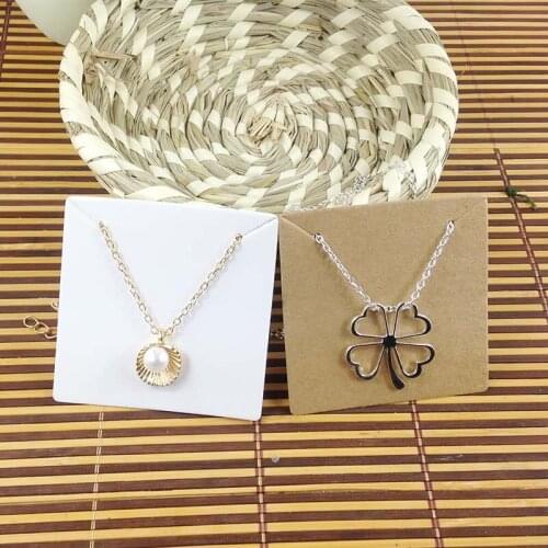 Hot White 6.5x6.5cm Kraft Pendant Card Necklace Card 1lot=100 card +100 opp bag Blank Jewelry Card Custom Logo Cost Extra