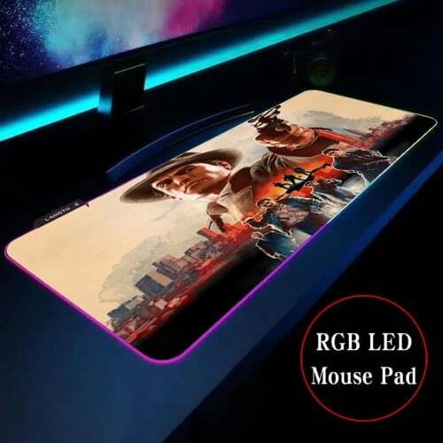 Red Dead Redemption Anime RGB Gaming Mouse Pad Gamer Keyboard Desk Non-slip Rubber LED Mouse Mat