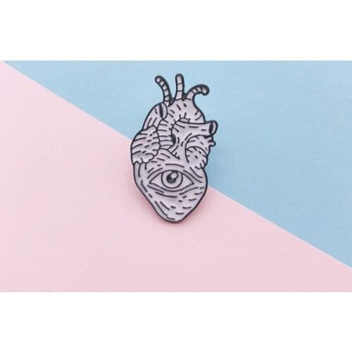 Creative Skeleton Organs Heart Eyes Enamel Brooch Alloy Badge Denim Clothes Bag Pin Cartoon Cute Woman Jewelry Gift For Friends