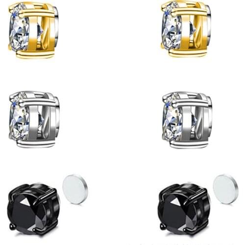 1Pairs Unisex Round Ear Stud Unisex Magnetic Non-Piercing Clip On Stud Earrings Tragus Cartilage Body Jewelry