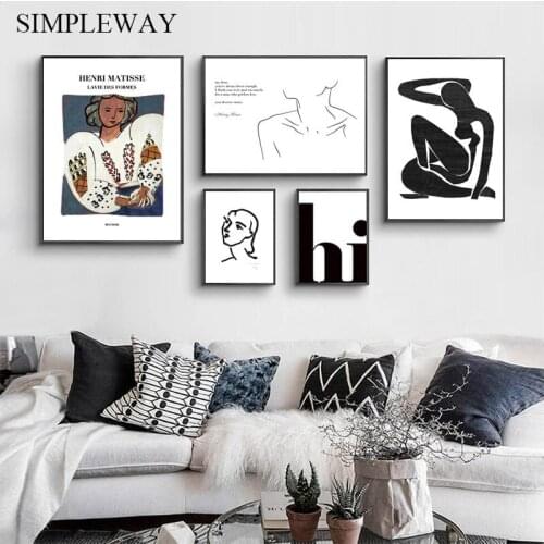 Matisse Art Picture Abstract Woman Line Drawing Canvas Wall Poster Print Minimalist Modern Painting Contemporary Home Decoration
