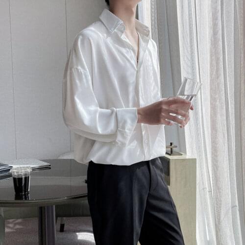 2021 Mens Shirt Long Sleeve Solid Color The New Summer Style Of Drape Feeling Loose Streetwear Tidal Current Free Shipping Best