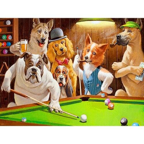 DIY Painting By Numbers Cartoon Kit Coloring By Numbers Dogs Billiards 40x50cm Wall Art Acrylic Canvas Paintings Home Decoration