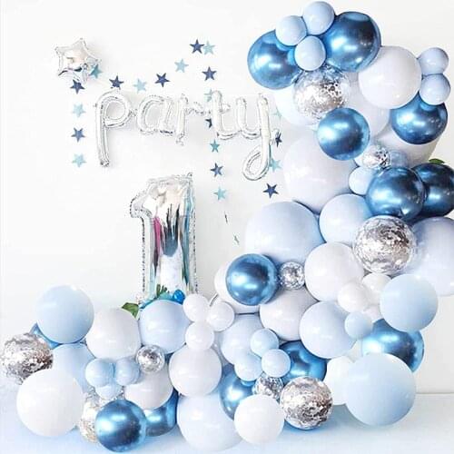 104-piece blue silver latex balloon set Balloon Garland Bow birthday balloons halloween christmas mariage party decoration Kids