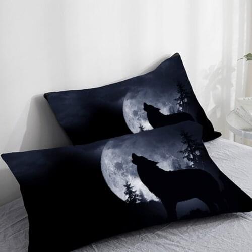 3D HD Custom Pillow Case,2PCS Pillowcase 50x70/50x75/50x80/70x70,Decorative Pillow Cover Animal Moonlight wolf,Bedding Drop ship