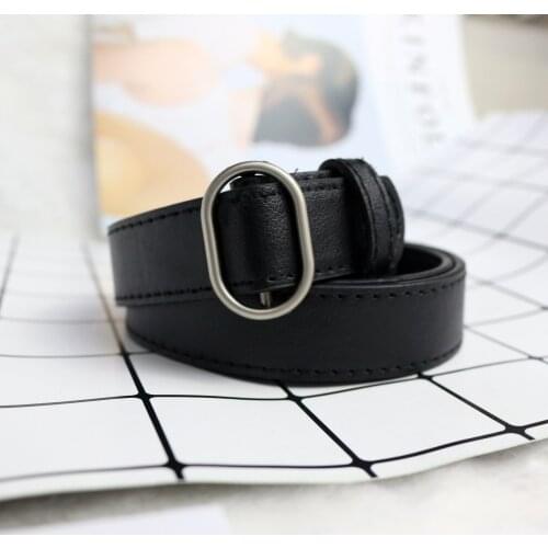 2020 New Korean Fashion Decoration Simple and Versatile Korean Thin Belt Without Hole Round Buckle Student Belt