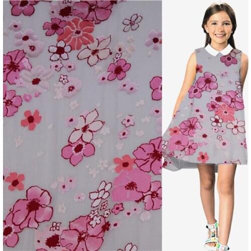 Silk burnt-out fabric very beautiful and lovely pink floral design print,SBO047